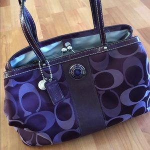 Coach Signature Stripe 3 Color Metallic Carryall